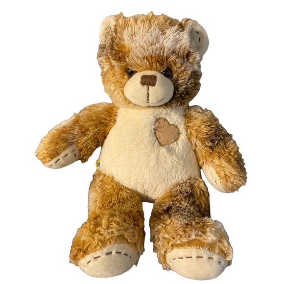 2011 Build a Bear Brown Tan Calico Champ Teddy Heart Stitched Patch Plush 15” - Picture 1 of 5